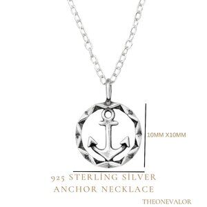 925 Sterling Silver Anchor Necklace Circle Friendship Ocean for Beach Women